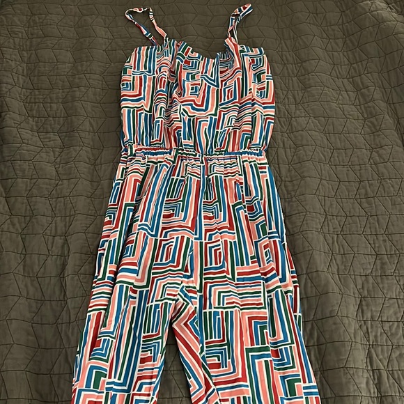 NooWorks XL Jumpsuit Overalls in Geometric Line Pattern - Picture 2 of 6